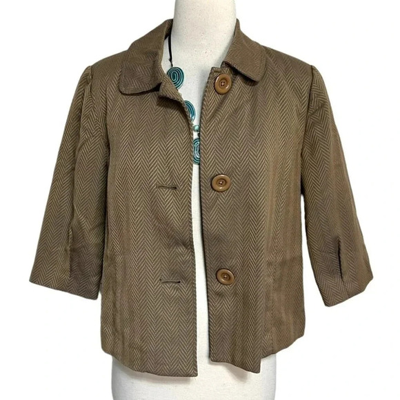 Studio Works SP women’s tan 3/4 sleeve cropped lined jacket NEW - Picture 5 of 8